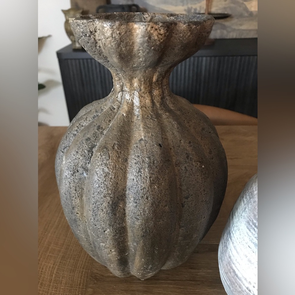 Loon Loloi Virgo Vase Textured Sculptural Accent Vase in Gray and Brown